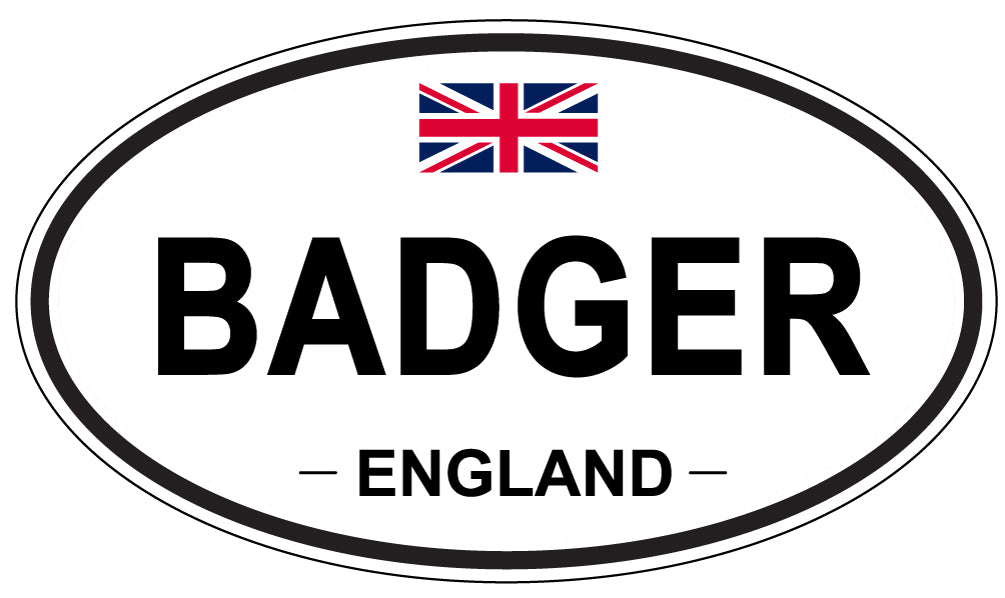 BADGER, ENGLAND - Oval Sticker