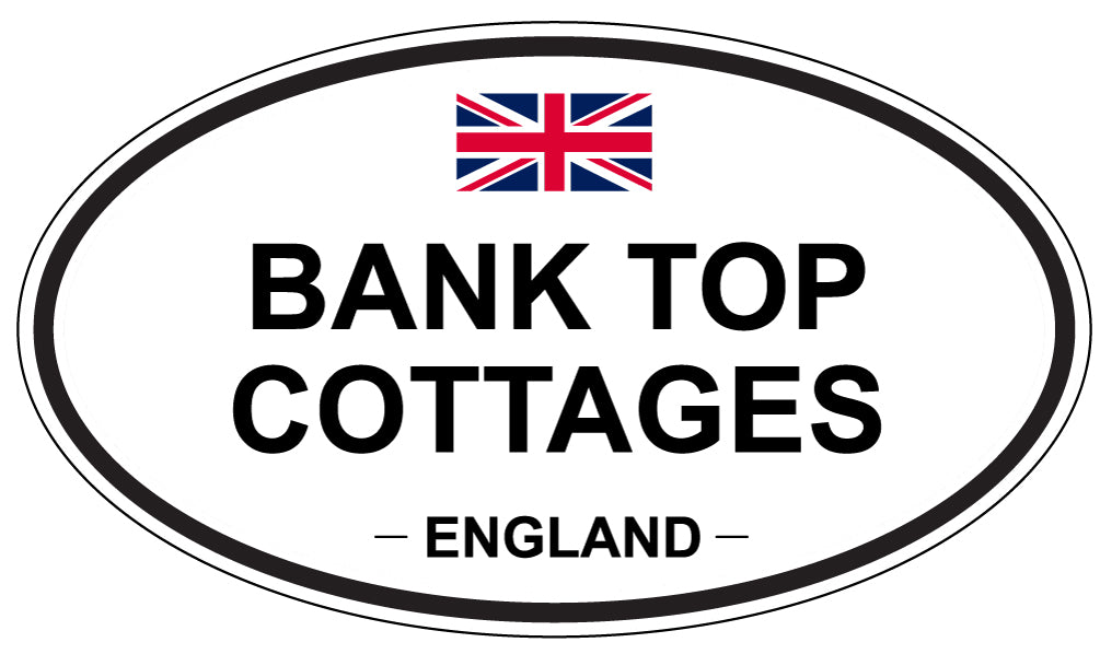BANK TOP COTTAGES, ENGLAND - Oval Sticker