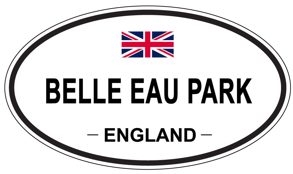BELLE EAU PARK, ENGLAND - Oval Sticker