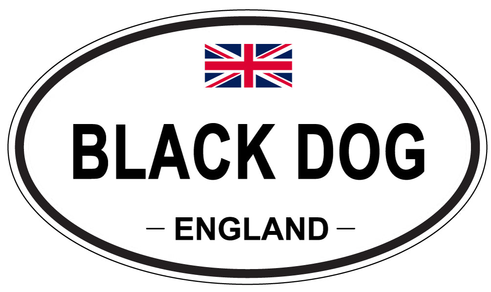 BLACK DOG, ENGLAND - Oval Sticker