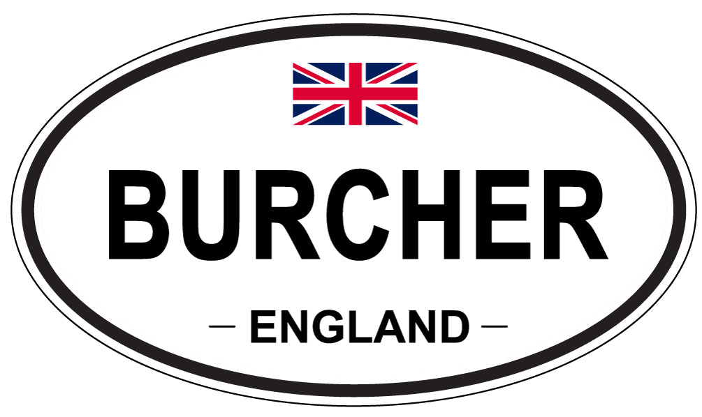BURCHER, ENGLAND - Oval Sticker