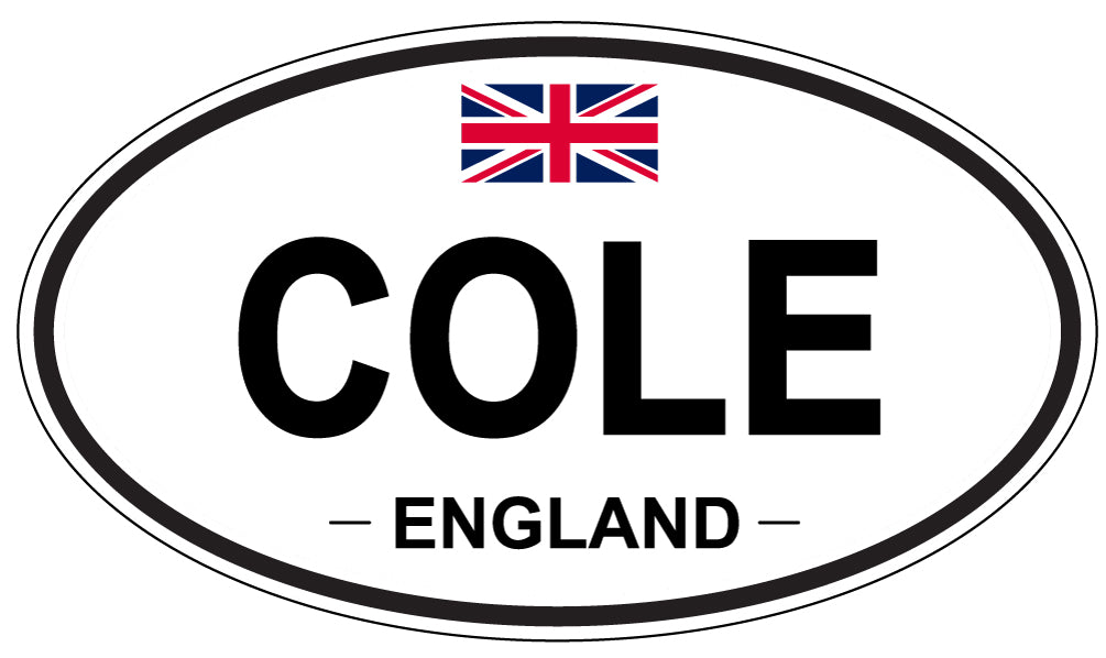COLE, ENGLAND - Oval Sticker