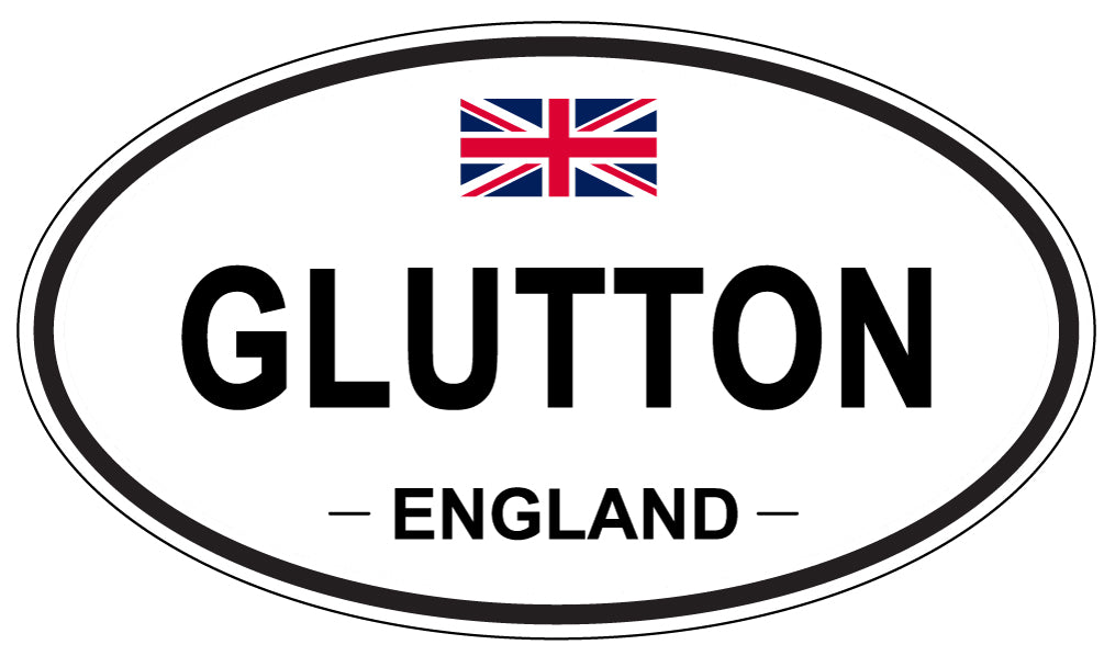 GLUTTON, ENGLAND - Oval Sticker