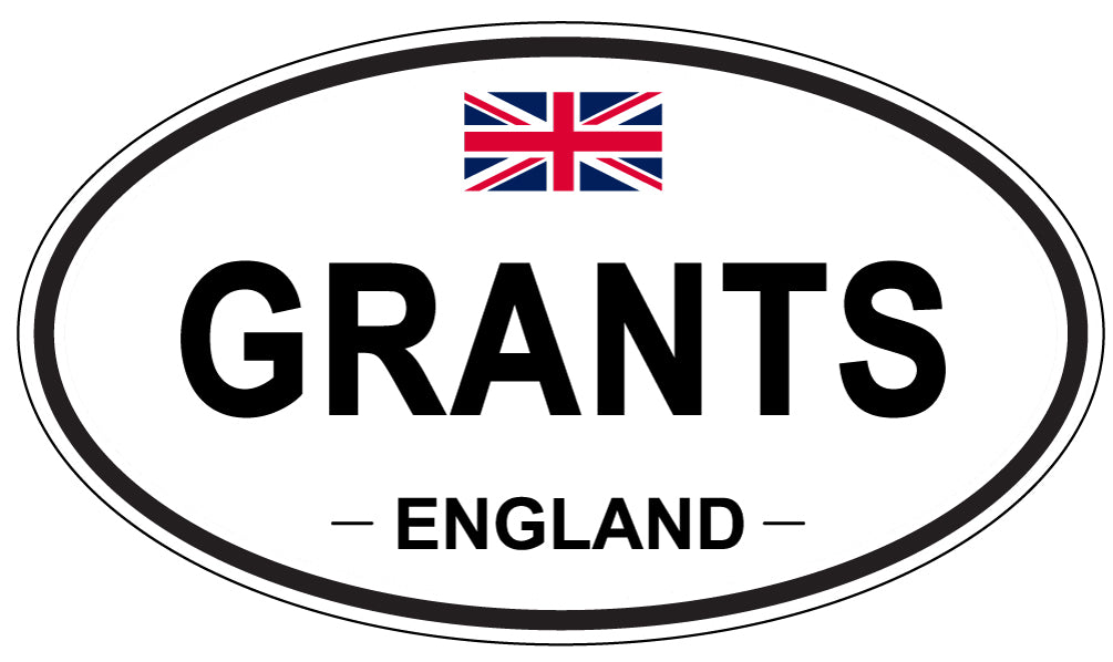 GRANTS, ENGLAND - Oval Sticker