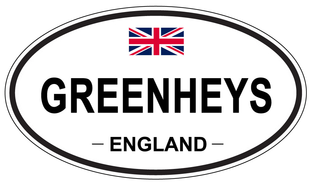 GREENHEYS, ENGLAND - Oval Sticker