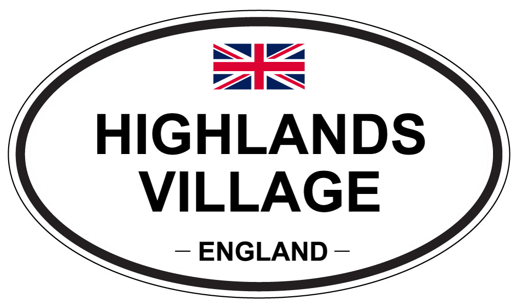 HIGHLANDS VILLAGE, ENGLAND - Oval Sticker