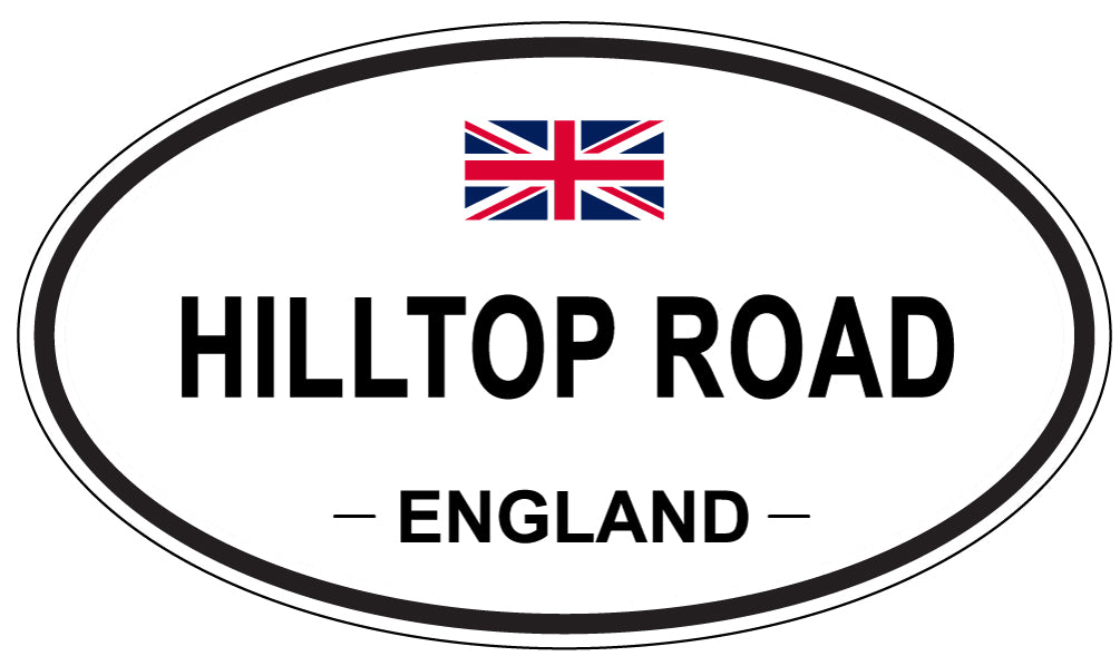 HILLTOP ROAD, ENGLAND - Oval Sticker