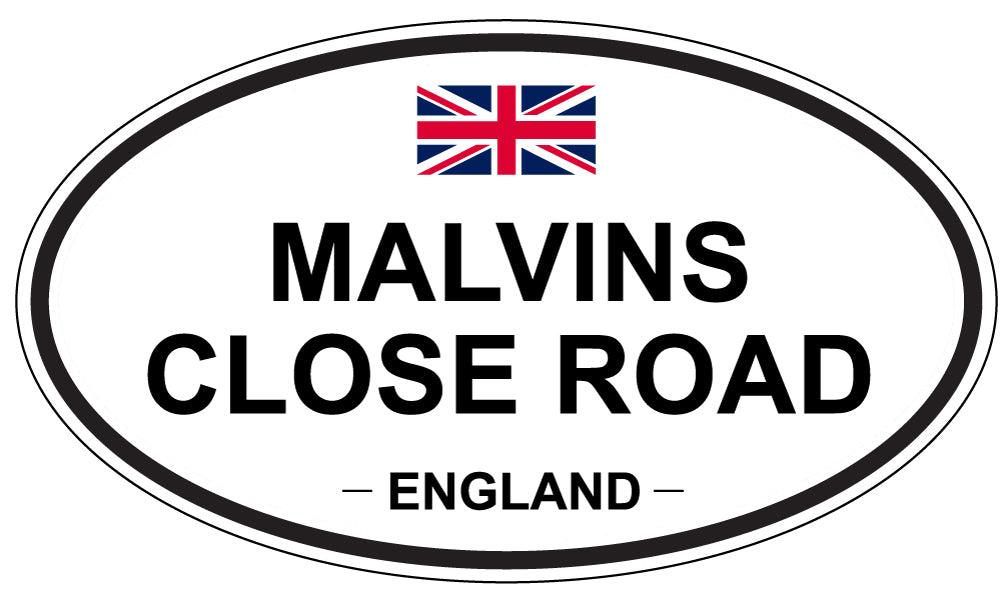 MALVINS CLOSE ROAD, ENGLAND - Oval Sticker