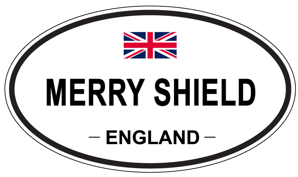MERRY SHIELD, ENGLAND - Oval Sticker