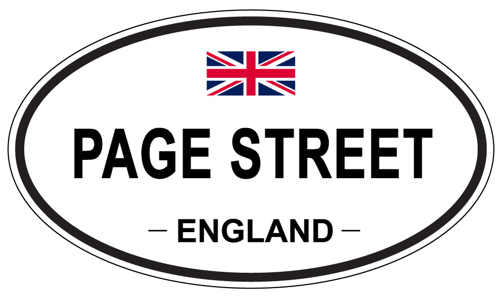 PAGE STREET, England - Oval Magnet