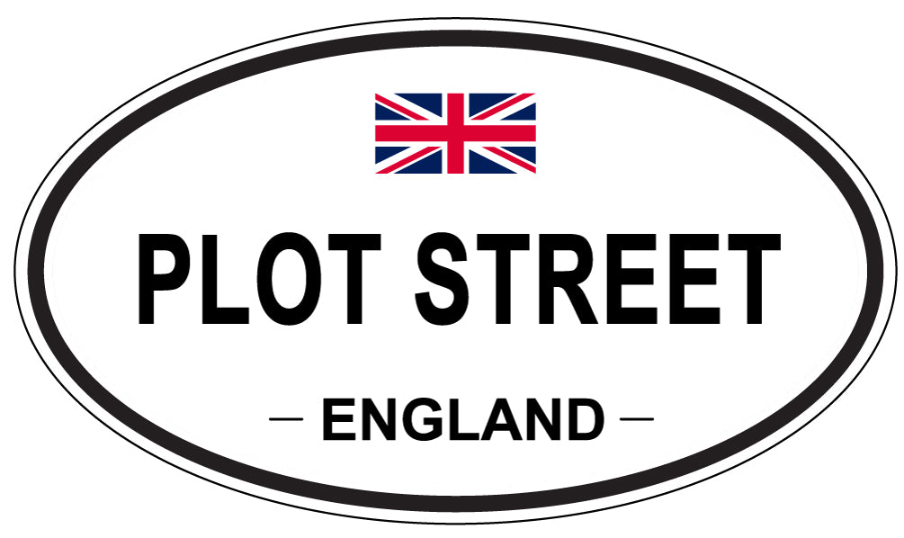 PLOT STREET, ENGLAND - Oval Sticker
