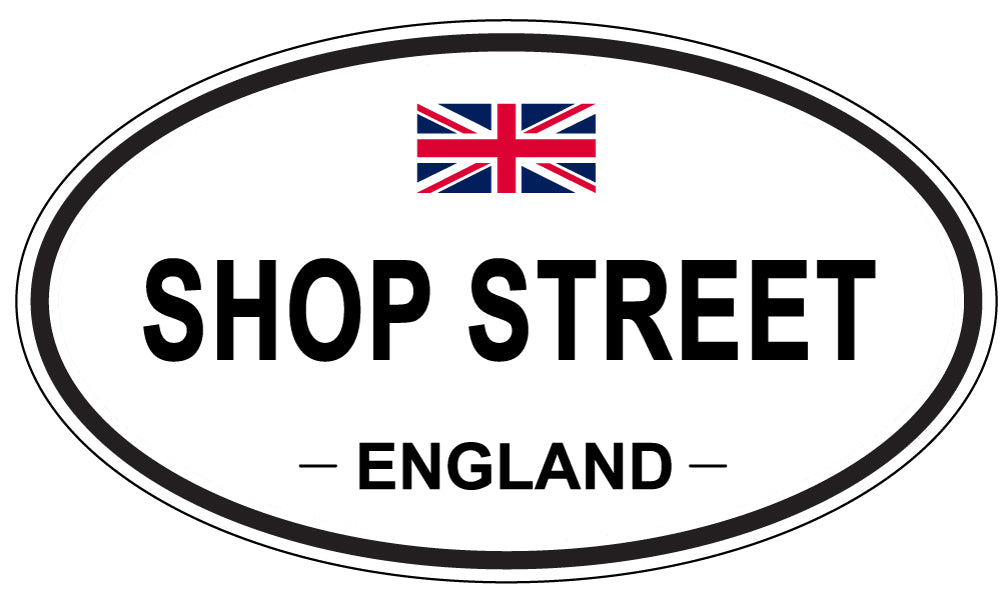 SHOP STREET, ENGLAND - Oval Sticker
