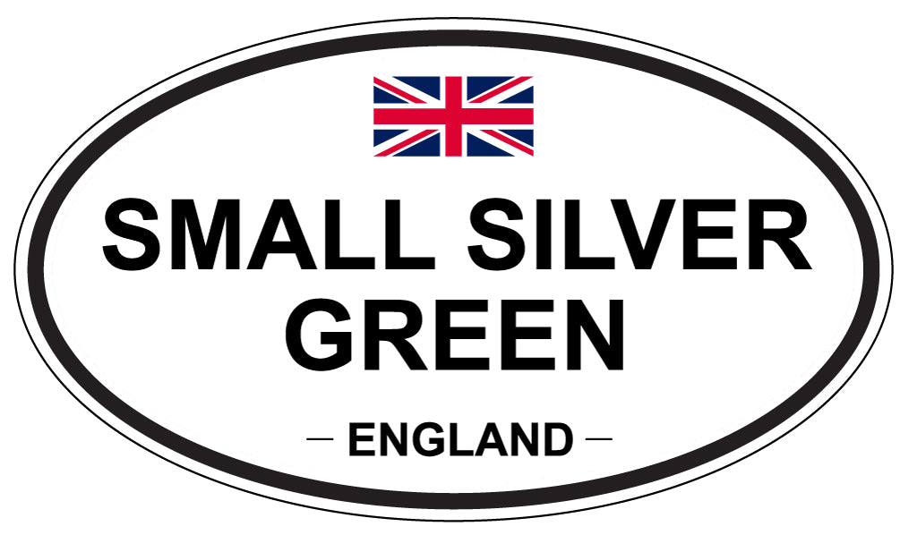 SMALL SILVER GREEN, ENGLAND - Oval Sticker