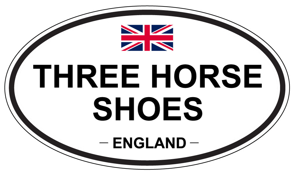 THREE HORSE SHOES, ENGLAND - Oval Sticker