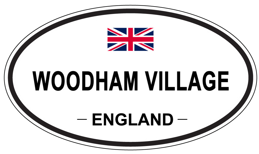 WOODHAM VILLAGE, ENGLAND - Oval Sticker
