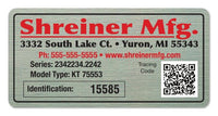 Gold Polyester and Brushed Chrome Polyester Identification Decals example 2