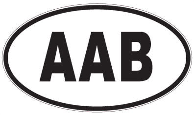 AAB - 3 Letter Initials Oval Sticker
