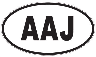 AAJ - 3 Letter Initials Oval Sticker