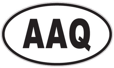 AAQ - 3 Letter Initials Oval Sticker