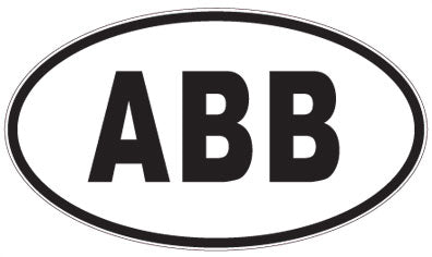ABB - 3 Letter Initials Oval Sticker