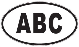 ABC - 3 Letter Initials Oval Sticker