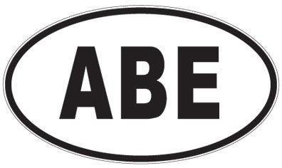 ABE - 3 Letter Initials Oval Sticker