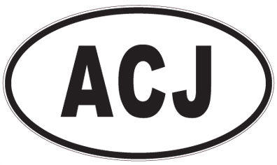 ACJ - 3 Letter Initials Oval Magnet