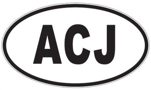 ACJ - 3 Letter Initials Oval Sticker