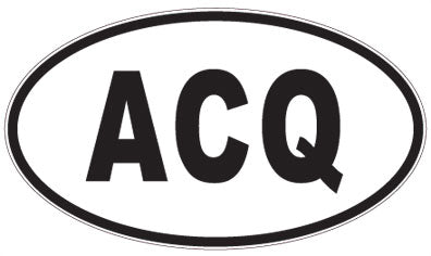 ACQ - 3 Letter Initials Oval Sticker