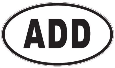 ADD - 3 Letter Initials Oval Sticker