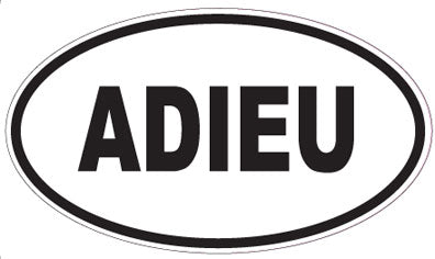 ADIEU - Oval Sticker