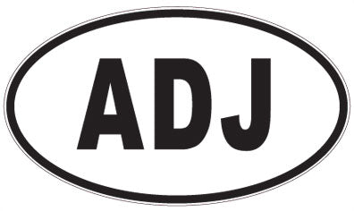 ADJ - 3 Letter Initials Oval Sticker
