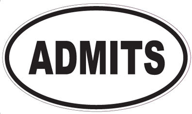 ADMITS - Oval Sticker