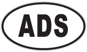 ADS - 3 Letter Initials Oval Sticker