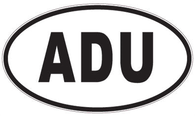 ADU - 3 Letter Initials Oval Sticker