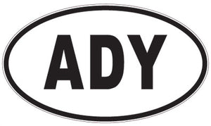 ADY - 3 Letter Initials Oval Sticker