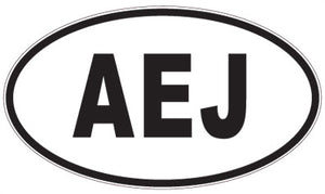 AEJ - 3 Letter Initials Oval Sticker