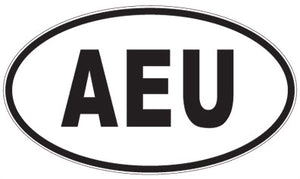 AEU - 3 Letter Initials Oval Sticker