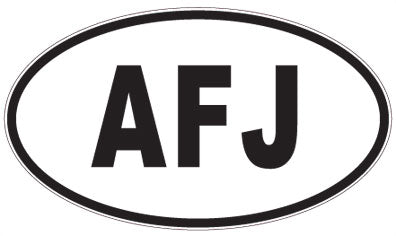AFJ - 3 Letter Initials Oval Sticker