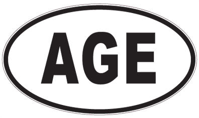 AGE - 3 Letter Initials Oval Sticker