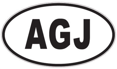 AGJ - 3 Letter Initials Oval Sticker