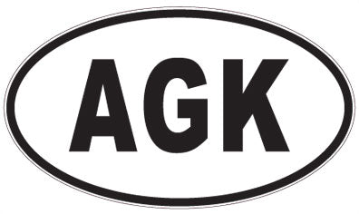 AGK - 3 Letter Initials Oval Sticker