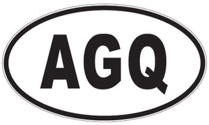 AGQ - 3 Letter Initials Oval Sticker