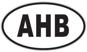 AHB - 3 Letter Initials Oval Sticker