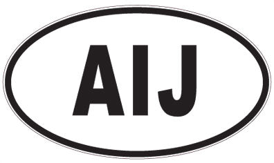 AIJ - 3 Letter Initials Oval Sticker