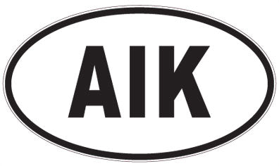 AIK - 3 Letter Initials Oval Sticker
