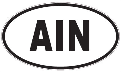 AIN - 3 Letter Initials Oval Magnet
