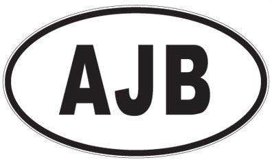 AJB - 3 Letter Initials Oval Sticker