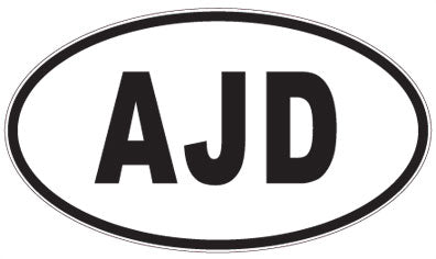 AJD - 3 Letter Initials Oval Sticker