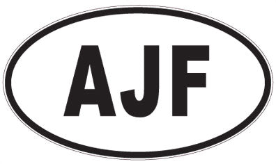 AJF - 3 Letter Initials Oval Sticker